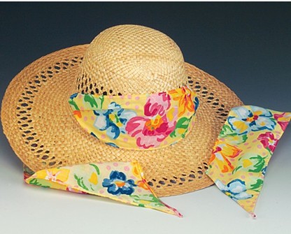 Floral Ties Round Crown Straw Hat