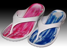 Girl's Tie-Dye Flip Flops:Fuchsia/White Insole
