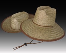 Natural Straw Down Brim Hat with Chin Cord