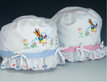 Sale - Embroidered Bird Bonnet