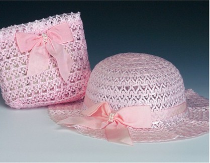 Toddler's Ribbon and Pearls Hat & Bag Separates
