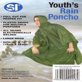 Youth's Yellow Heavy Weight Rain Ponchos in Bulk at seagullintl.com