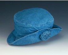 Sale - Denim Upbrim Flower Hat
