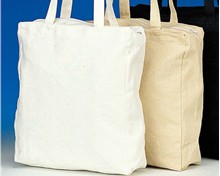 Zipper Top Canvas Tote