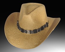 Natural Toyo Western Hat with Beaded Trim