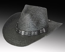 Black Toyo Western Hat with Beaded Trim