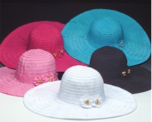 Extra Wide Brim Ribbon Hat - Asst. Pastels