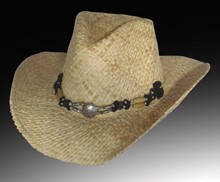New! Natural Western Hat with Beaded Trim