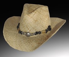 New! Coffee Western Hat with Beaded Trim