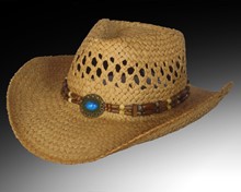 New! Coffee Western Hat - Turqouise Concho